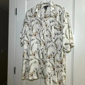 Knightsbridge Mens Shirt Size M Short Sleeve Floral Martini Rayon Lightweight